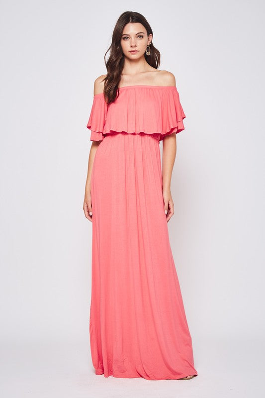 casual coral maxi dress Keep It Casual Eyelet Maxi Dress - Coral