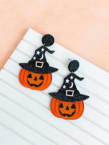 Glitter Witch Pumpkin Earrings