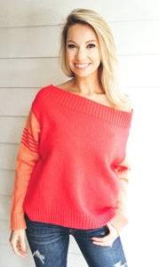 Coral Two Toned Sweater | Judith March
