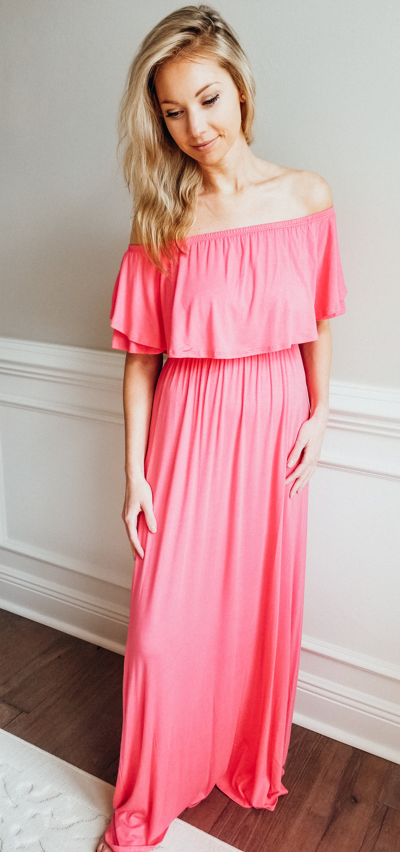 Casual Stroll Maxi Dress - Coral