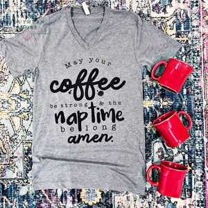 Coffee. Naptime. Amen - Grey Adult Unisex Tee