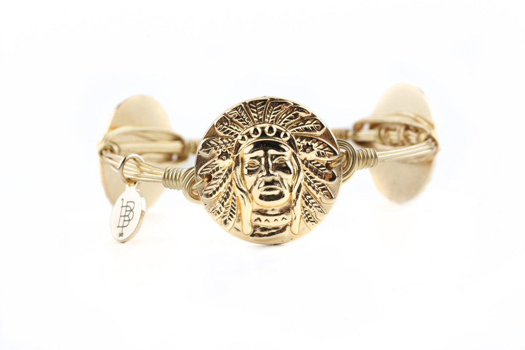 Gold Indianhead Bangle Bracelet - Standard