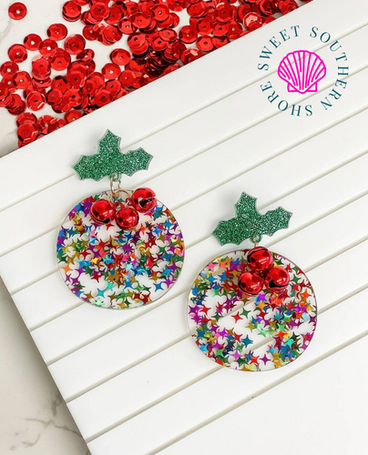 Acrylic Confetti Holiday Ornament Earrings