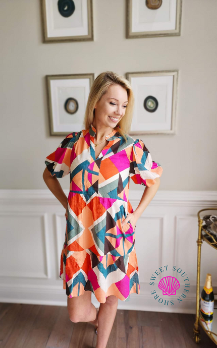 Geo Print Tiered Dress
