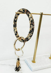 Leopard Seed Bead Keyring/Bracelet