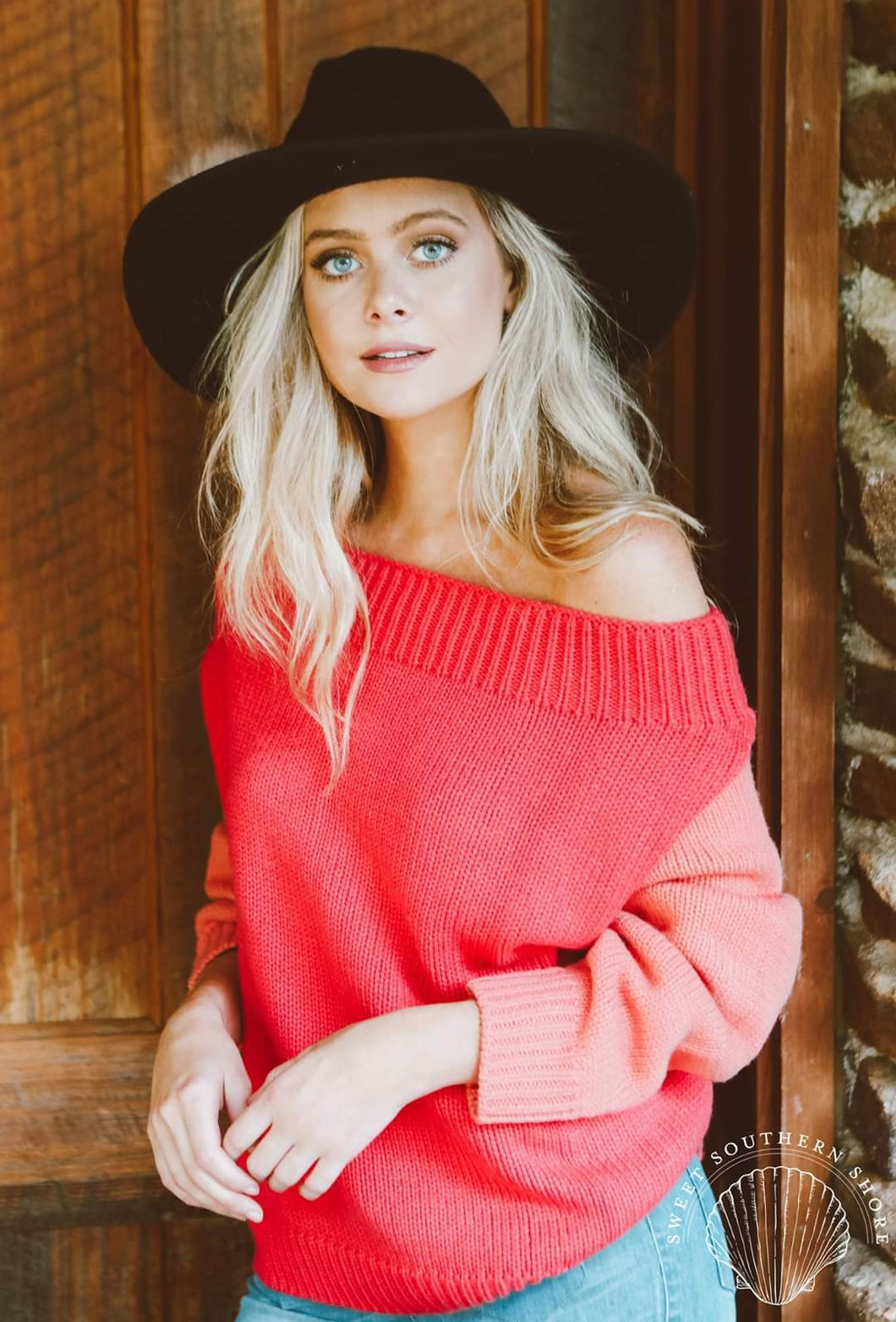 Coral Two Toned Sweater | Judith March