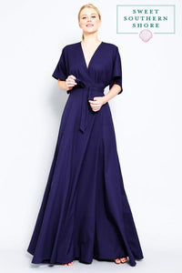 Always Falling For You Wrap Maxi Dress - Navy