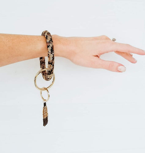 Leopard Seed Bead Keyring/Bracelet