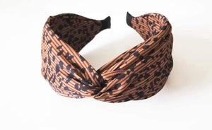 Top Knot Large Band Headband - Brown Leopard