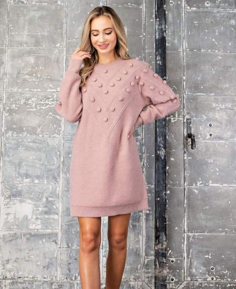 Charmed Outings Sweater Dress - Blush