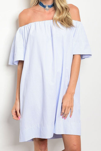 Southern Shore- White and Blue Pin Stripe, Tunic Dress