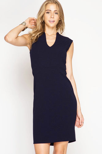 All Business Pencil Dress - Navy