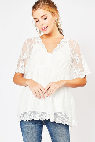 Lovely In Lace Top - White