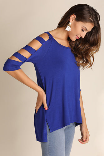 Cold Shoulder Top - Blue