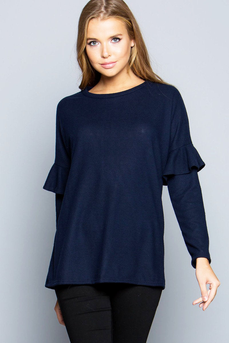 Easy To Love Sweater Top - Navy