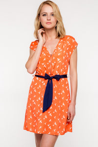 Fly Away With Me Dress - Coral & Navy