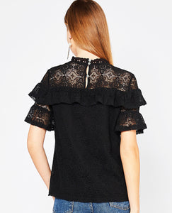 Find A Way Lace Top -  Black