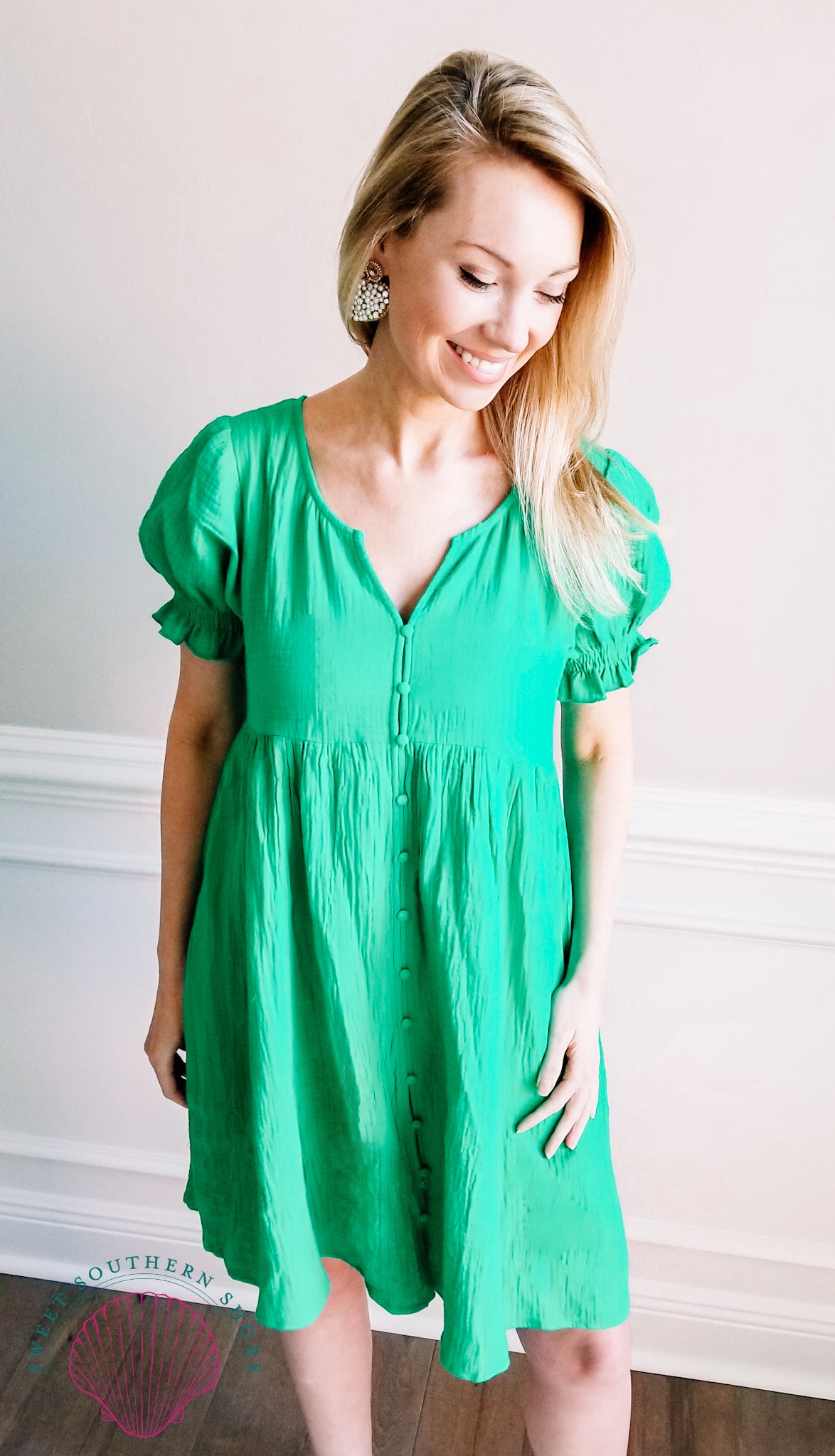 kelly green dress short Poised Perfection Kelly Green Collared Mini Dress