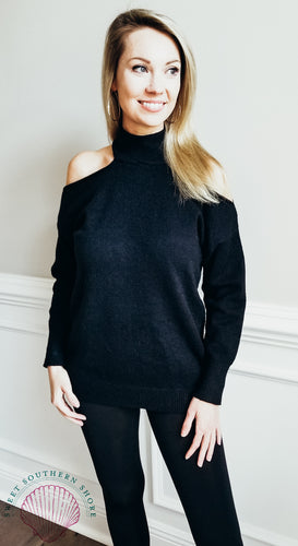 Unforgettable Cold Shoulder Sweater - Black