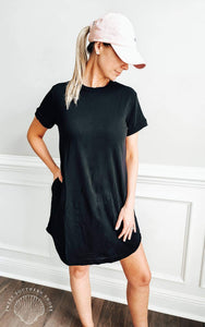 Terry Tshirt Dress - Black