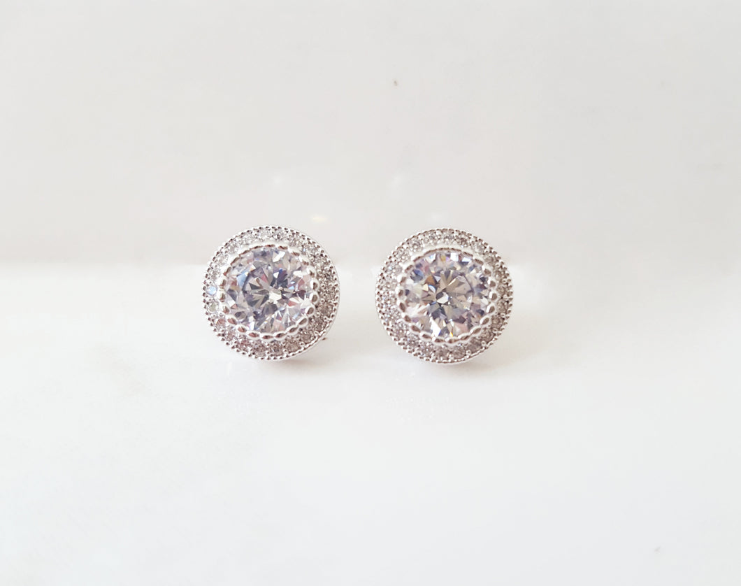 Audrey Round Stud Earrings - Silver