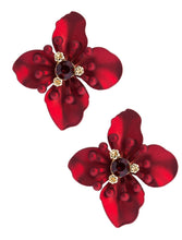 Large Flower Statement Earring - Red