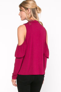 Call Me Whenever Cold Shoulder Top - Rasberry